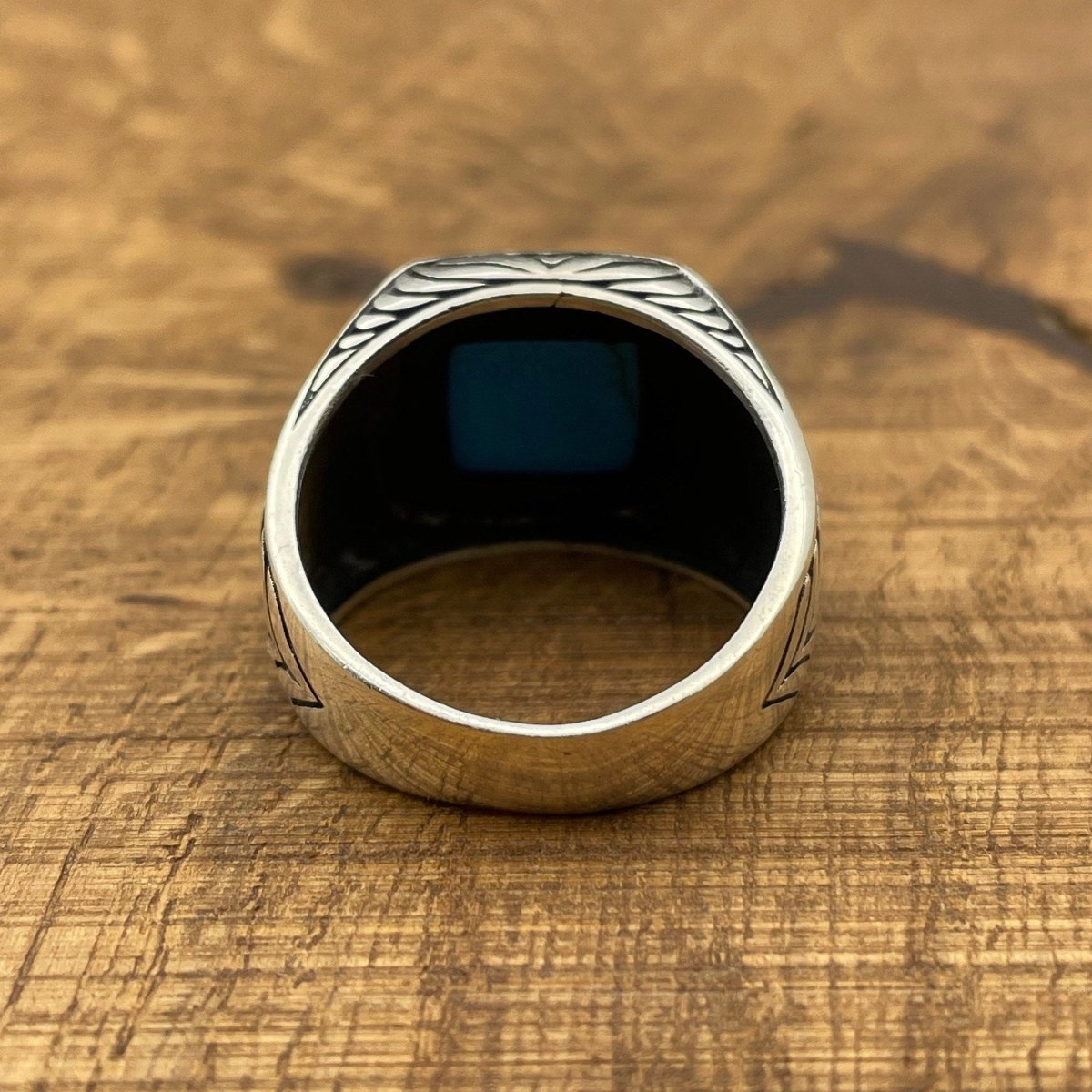 Sterling Silver 925 Handmade Turquoise Men's Ring - TryAladdin