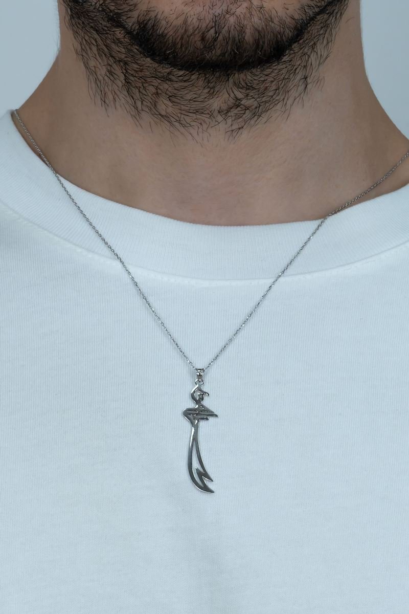 Taki | Hz. Ali Zulfiqar Sword Islamic Motivated UnisexSilver Necklace Without Stone - TryAladdin