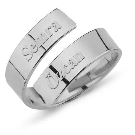 Taki | Personalized Love Spiral Silver Ladies Ring with Double Name Engraved - TryAladdin