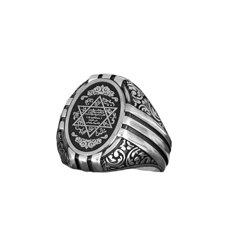 Tesbihevim | Men's Silver Men's Silver Ring with Seal of Solomon - TryAladdin