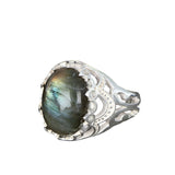 Tesbihevim | Men's Silver Ring with Labradorite Stone - TryAladdin