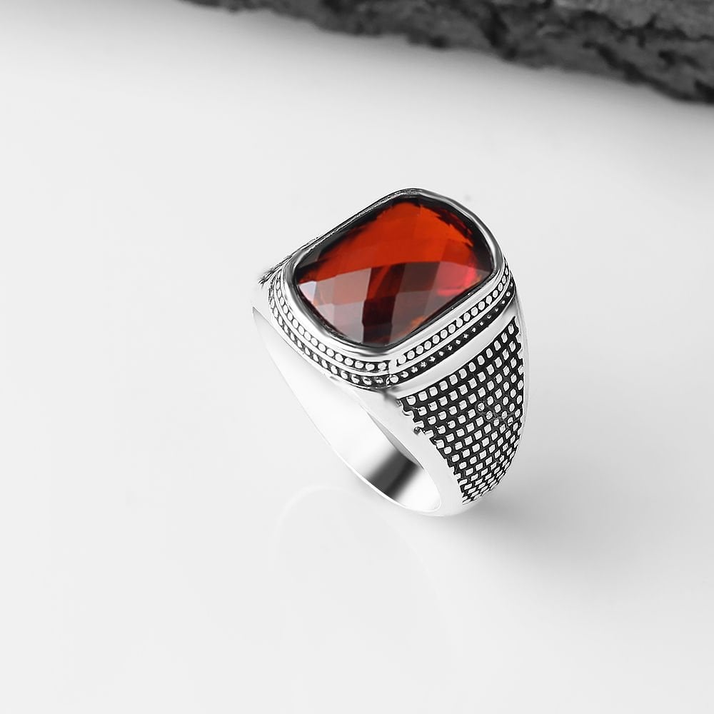 Tesbihevim | Men's Silver Ring with Zircon Stone - TryAladdin