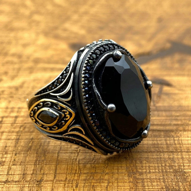 Vintage Black Onyx Silver Ring - TryAladdin