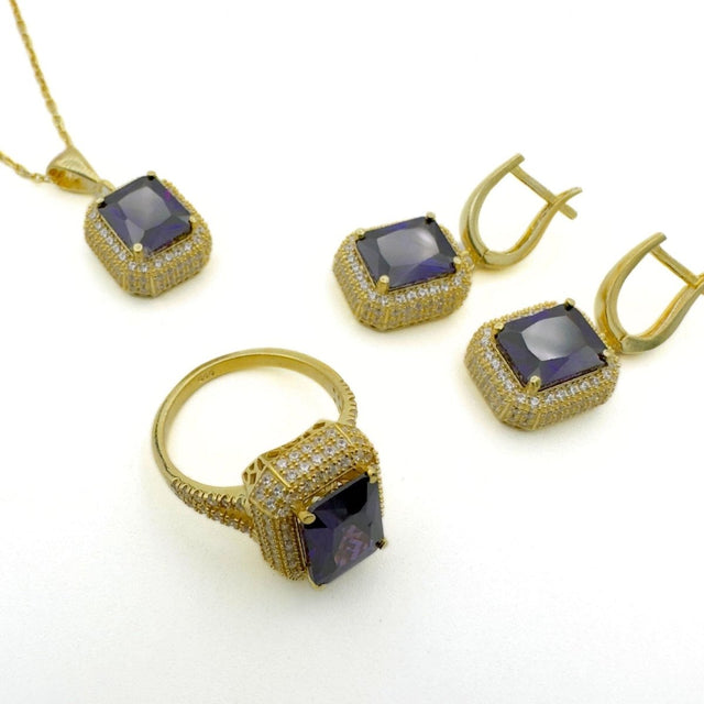 Women's Amethyst Stone Silver Jewelry Set - TryAladdin