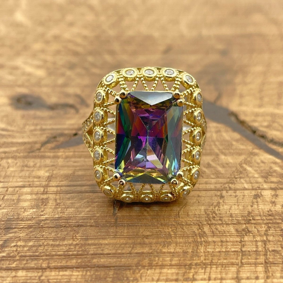 Women's Mystic Topaz Silver Ring - TryAladdin