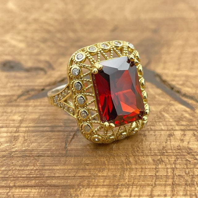 Women's Ruby Stone Silver Ring - TryAladdin