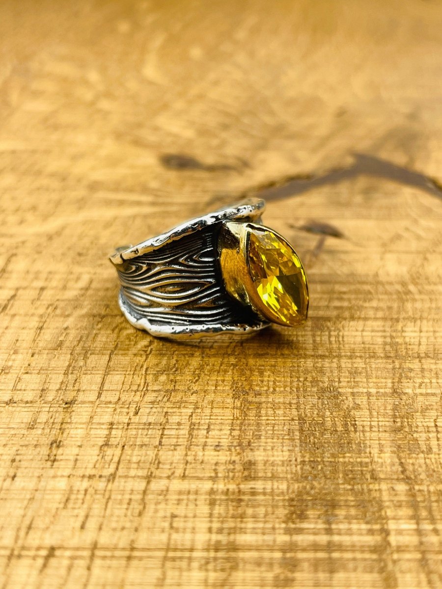 Women's Yellow Stone Silver Ring - TryAladdin