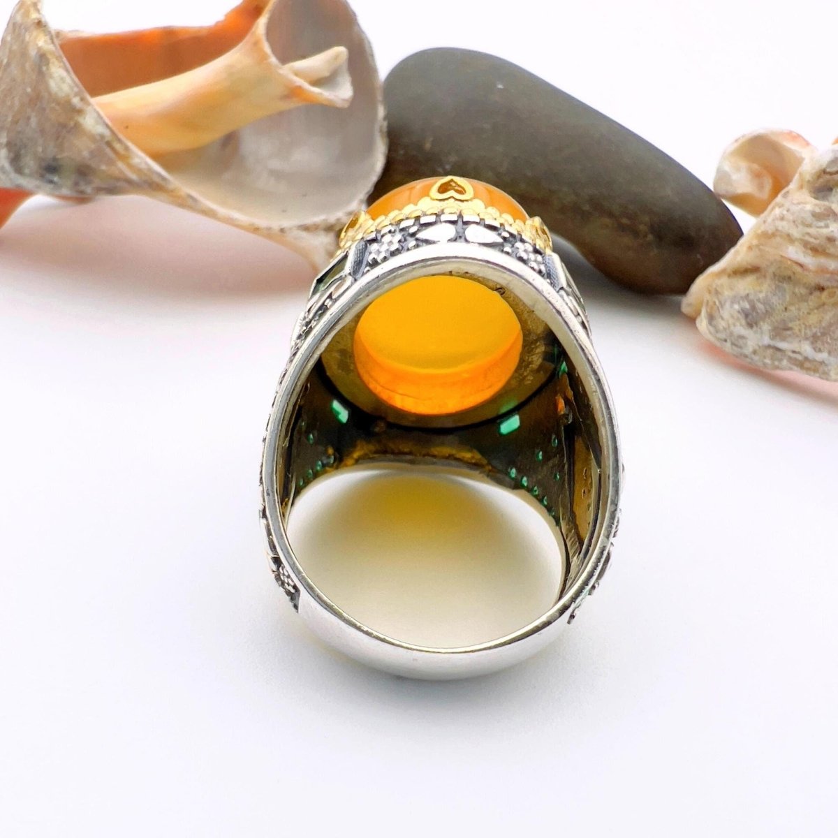 Yellow Agate Stone Men's Ring - TryAladdin