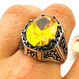 Yellow Citrine Stone Men's Ring - TryAladdin