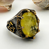 Yellow Tourmaline Oval Stone Men's Ring - TryAladdin