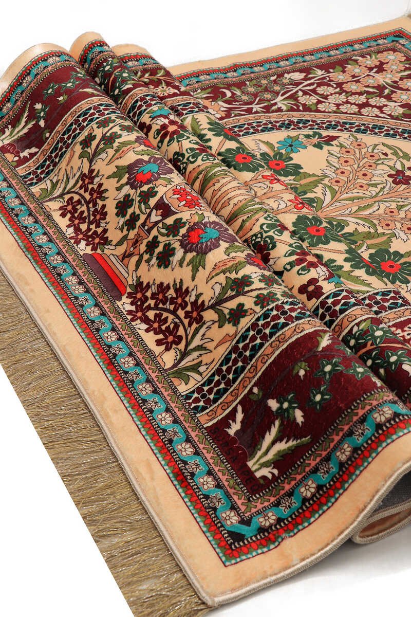 Bursa Ipek | Camel Bamboo Carpet Prayer Rug - TryAladdin