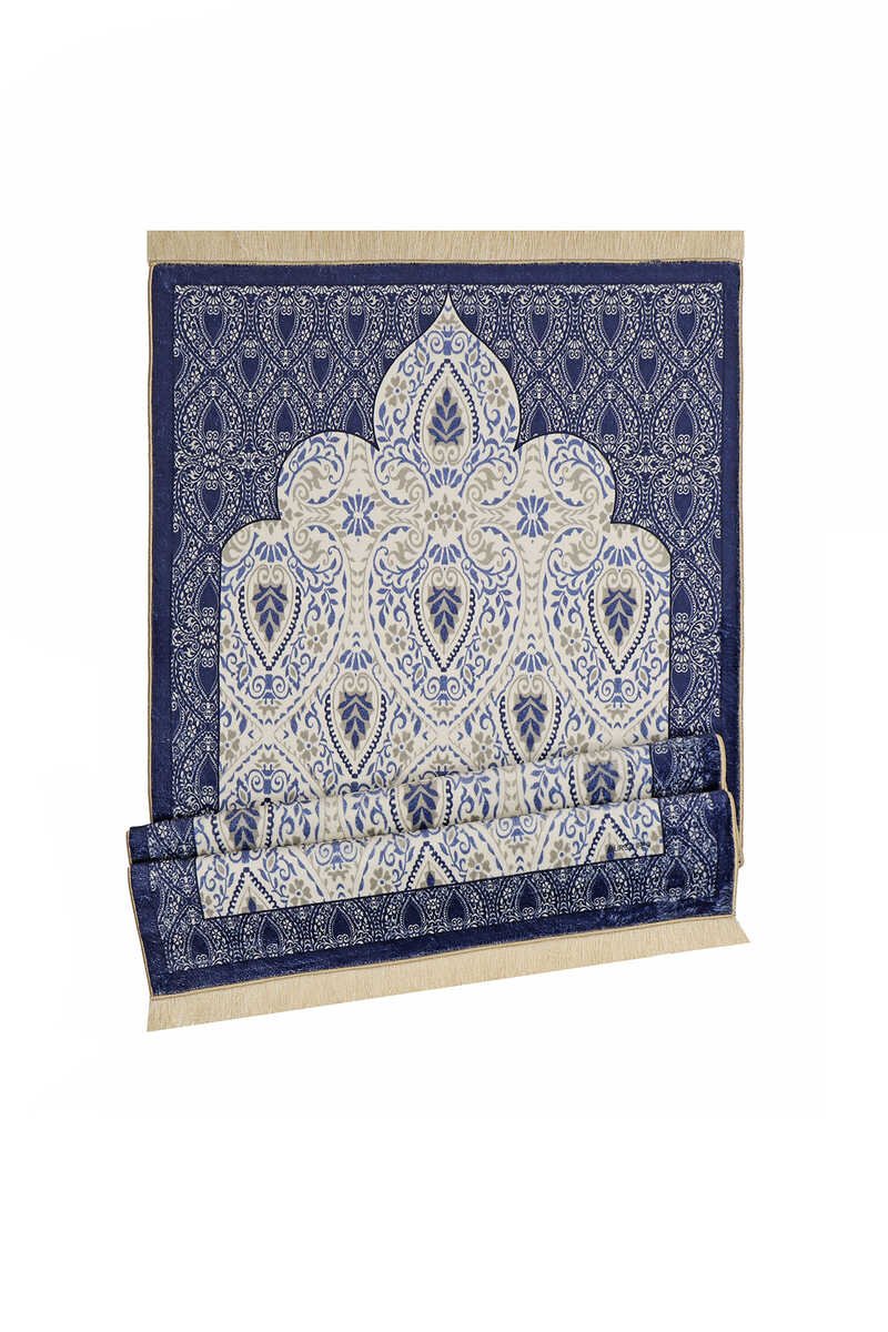 Bursa Ipek | Navy Blue Bamboo Carpet Prayer Rug - TryAladdin