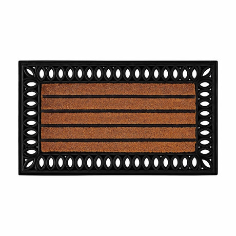 Cashmere Rug with Rubber - Edged Striped Coco Doormat - TryAladdin