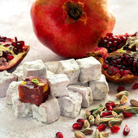 Haci Bekir Exclusive Turkish Delight with Pistachio and Pomegranate - Unique Consistency Lokums - TryAladdin