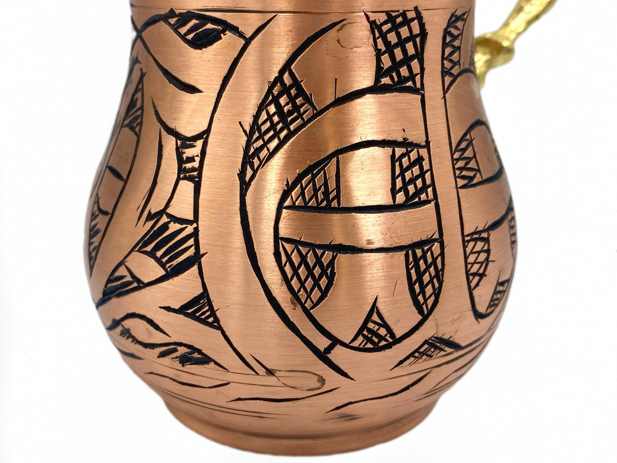 Lavina | Copper Cup with Black Line Pattern (10 cm) - TryAladdin