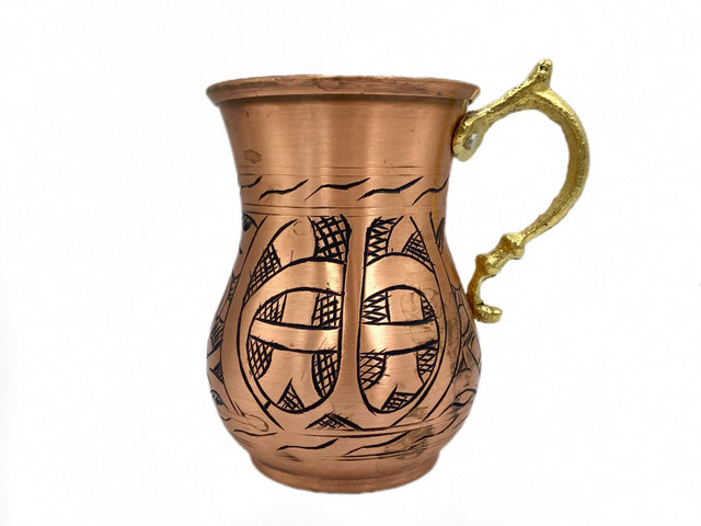 Lavina | Copper Cup with Black Line Pattern (10 cm) - TryAladdin