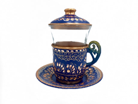 Lavina | Copper Turkish Tea Cup with Lid Erzincan Design - TryAladdin