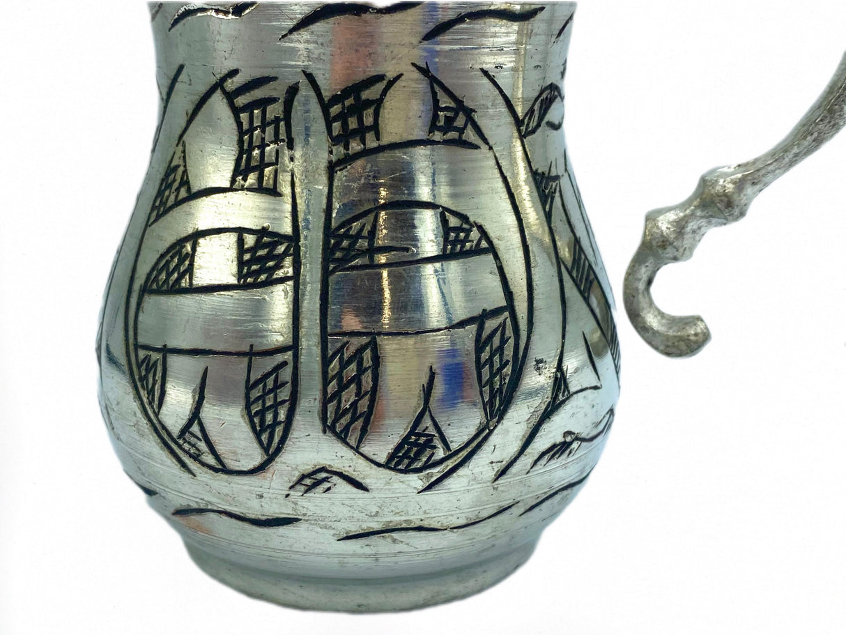 Lavina | Silver Copper Cup with Black Line Patterned (10 cm) - TryAladdin