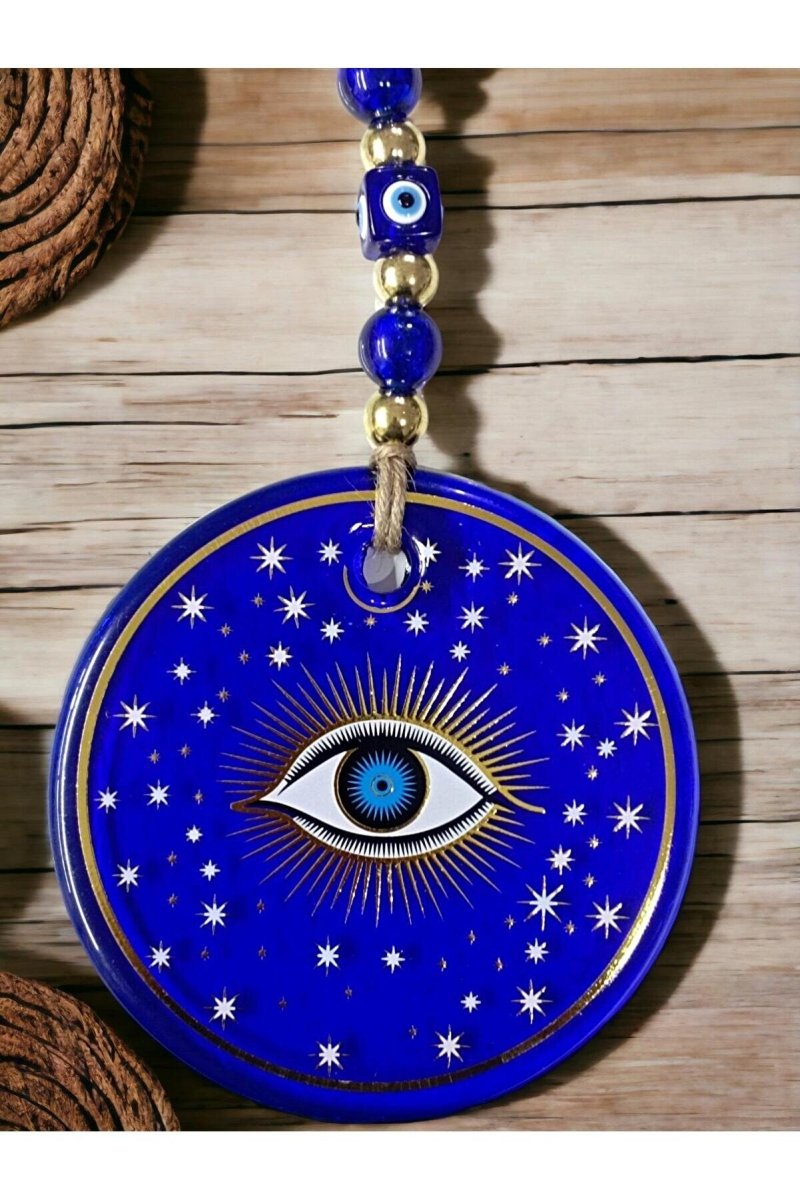 Blue Star Embroidered Eye Model Wall Ornament Nazar Bead - TryAladdin