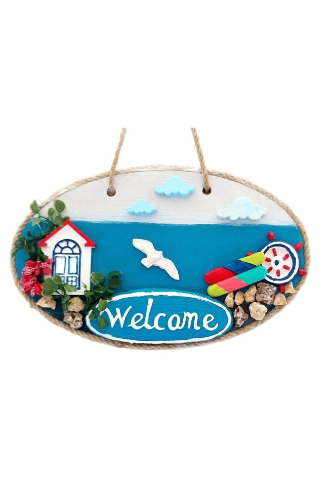 Coastal Town Welcome Printed Handmade Door Ornament - TryAladdin