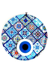 Mandala Patterned Nazar Bead With Fusion Glass Wall Ornament - TryAladdin