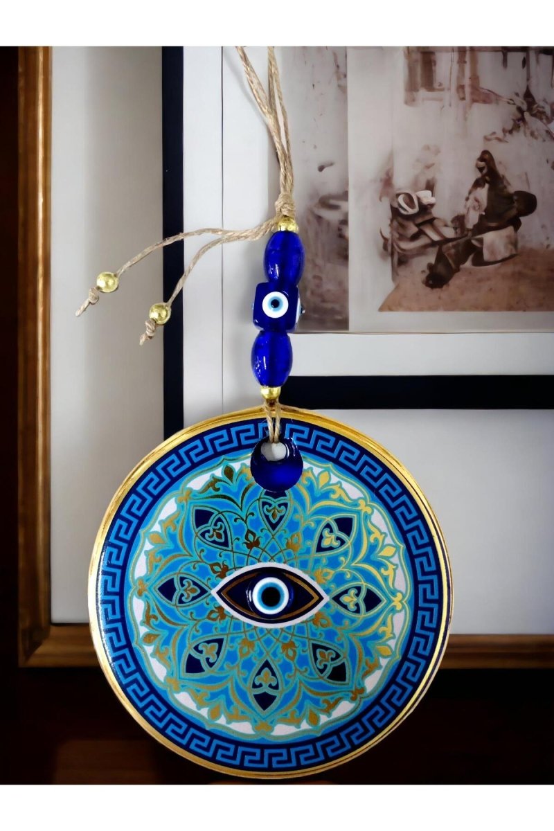 Nazar Bead Eyes Blue Striped Wall Ornament - TryAladdin