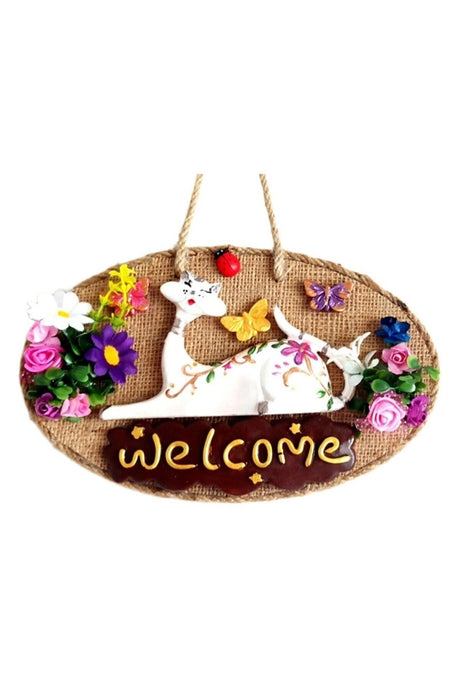 Welcome Printed Cat Handmade Door Ornament - TryAladdin