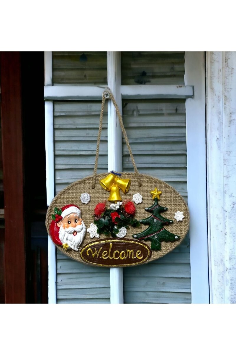 Welcome Printed Santa Claus Handmade Christmas Door Ornament - TryAladdin