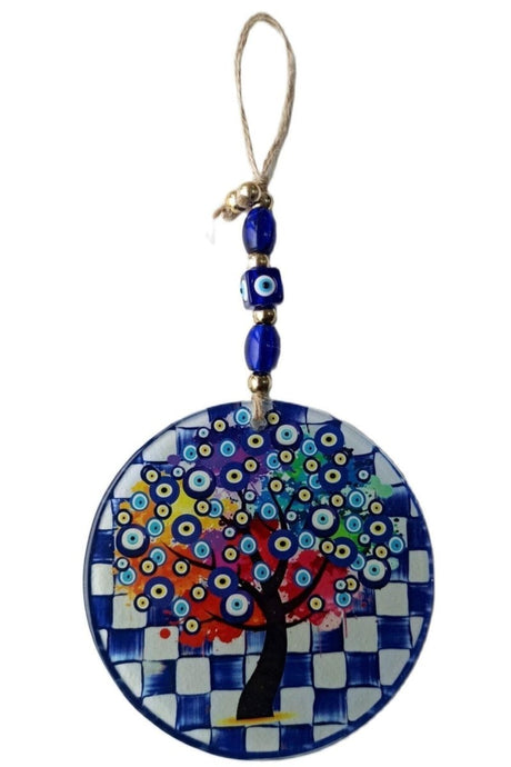 Wish Tree Patterned Nazar Bead Fusion Glass Wall Ornament - TryAladdin