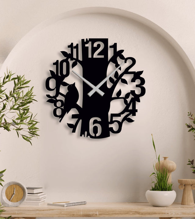 NR Dizayn | Tree Detailed Metal Wall Clock - TryAladdin