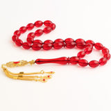 Tesbihevim | Gold Plated Fire Amber Tasbih with Silver Tassel - TryAladdin