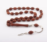 Tesbihevim | Kuka Wood Tasbih Barley Cut with 925 Sterling Silver Tassel - TryAladdin